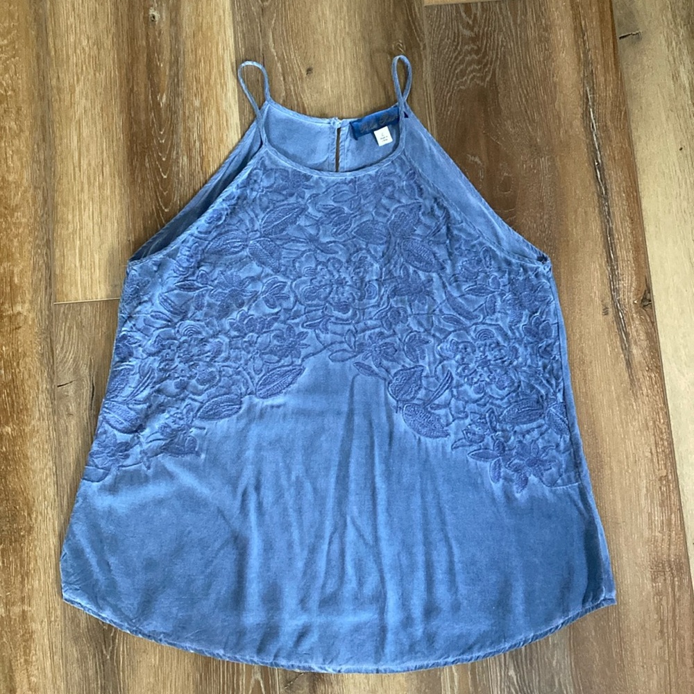 Blue Rain Blue Floral Tank Top